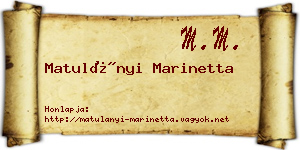 Matulányi Marinetta névjegykártya